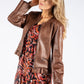 Frill Hemline Vintage Leather Jacket