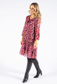 Geo Print Plisse Pleat Dress