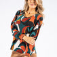 Abstract Print V Neckline Pullover