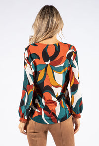 Abstract Print V Neckline Pullover