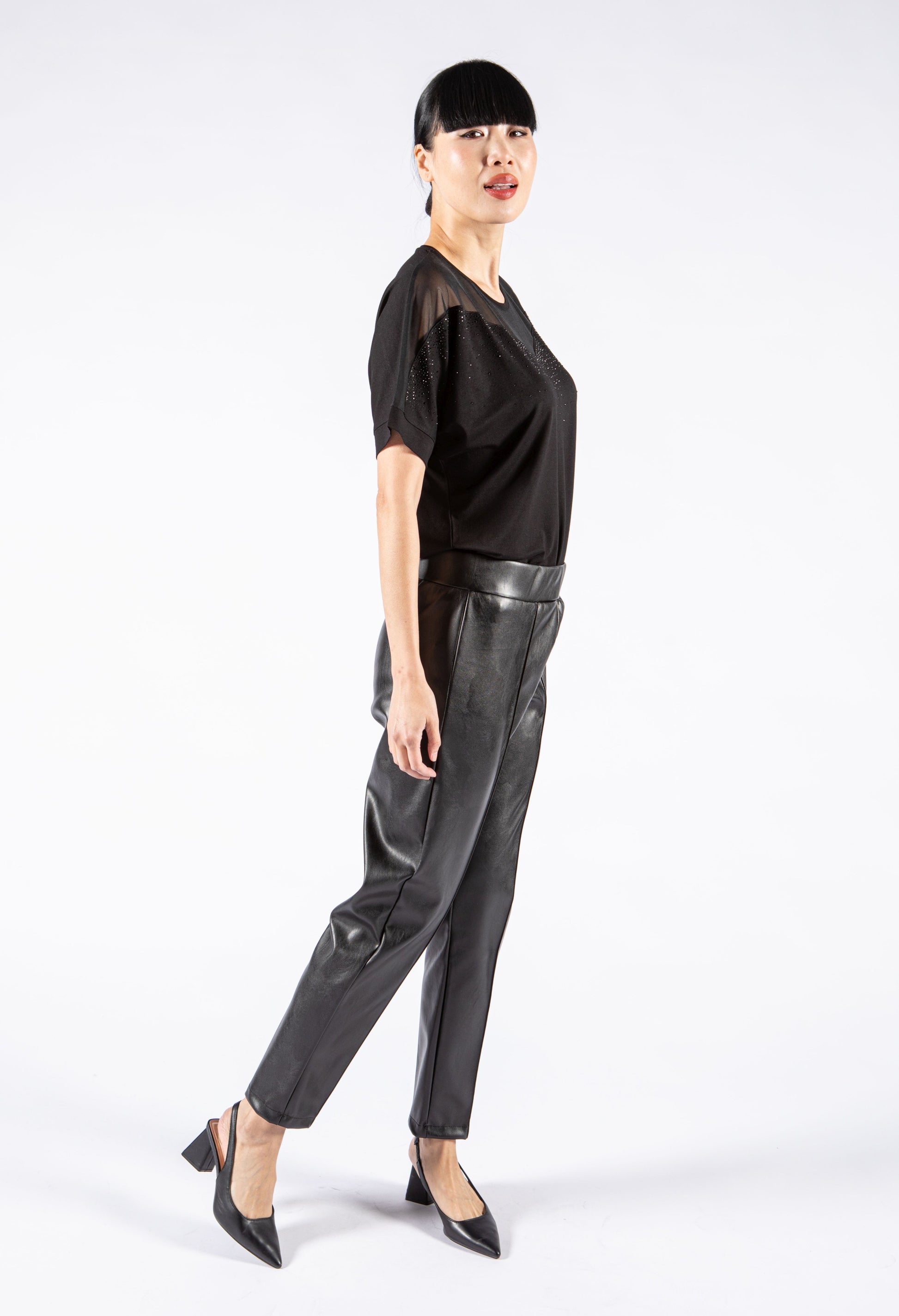 Bess Leather Trouser Black, BOTTOM/TROUSER