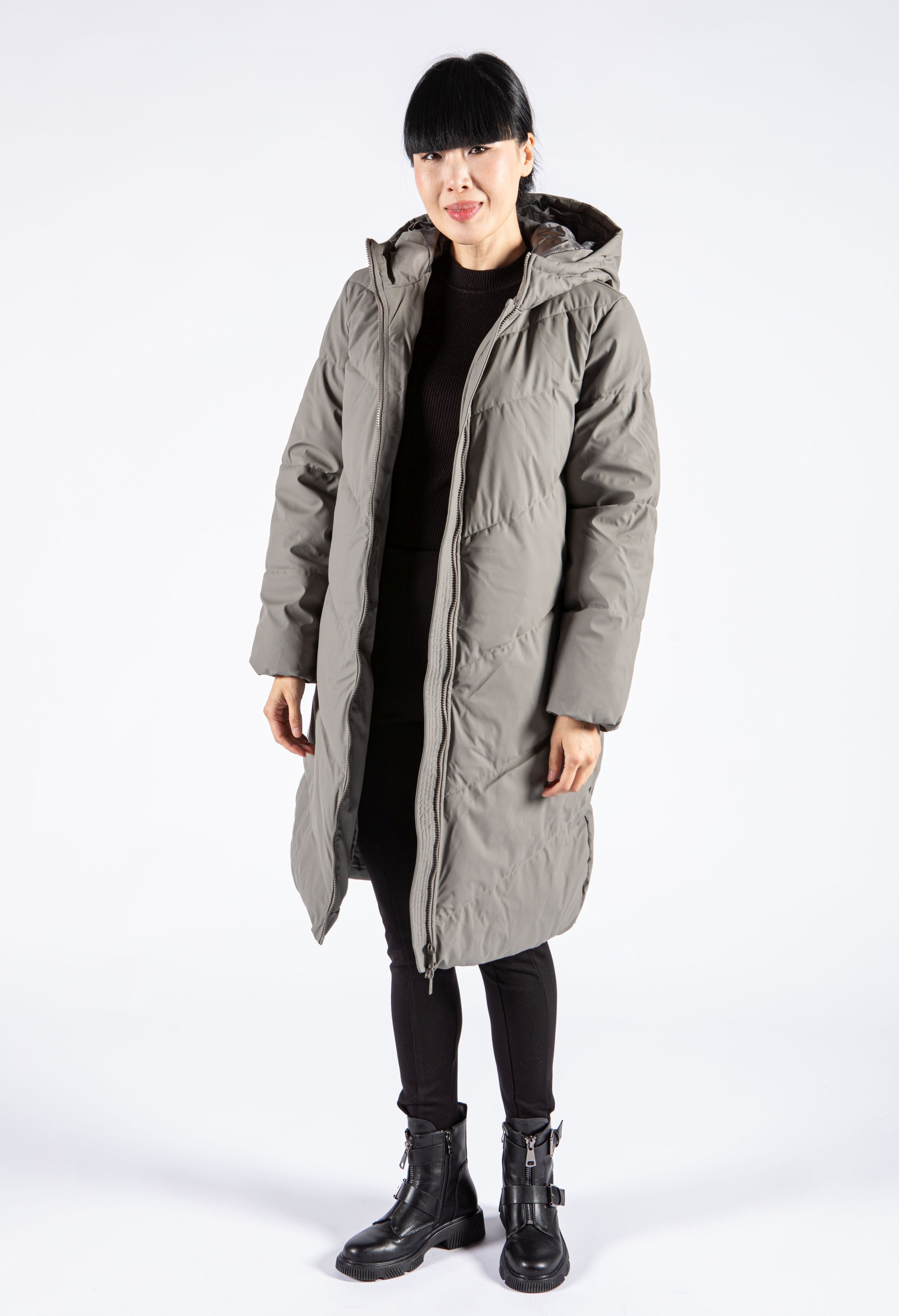 Midi length sale puffer coat