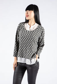 Layered Look Polka Dot Pullover