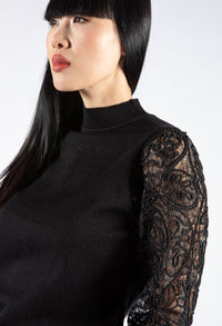 Lace Sleeve Knit Top