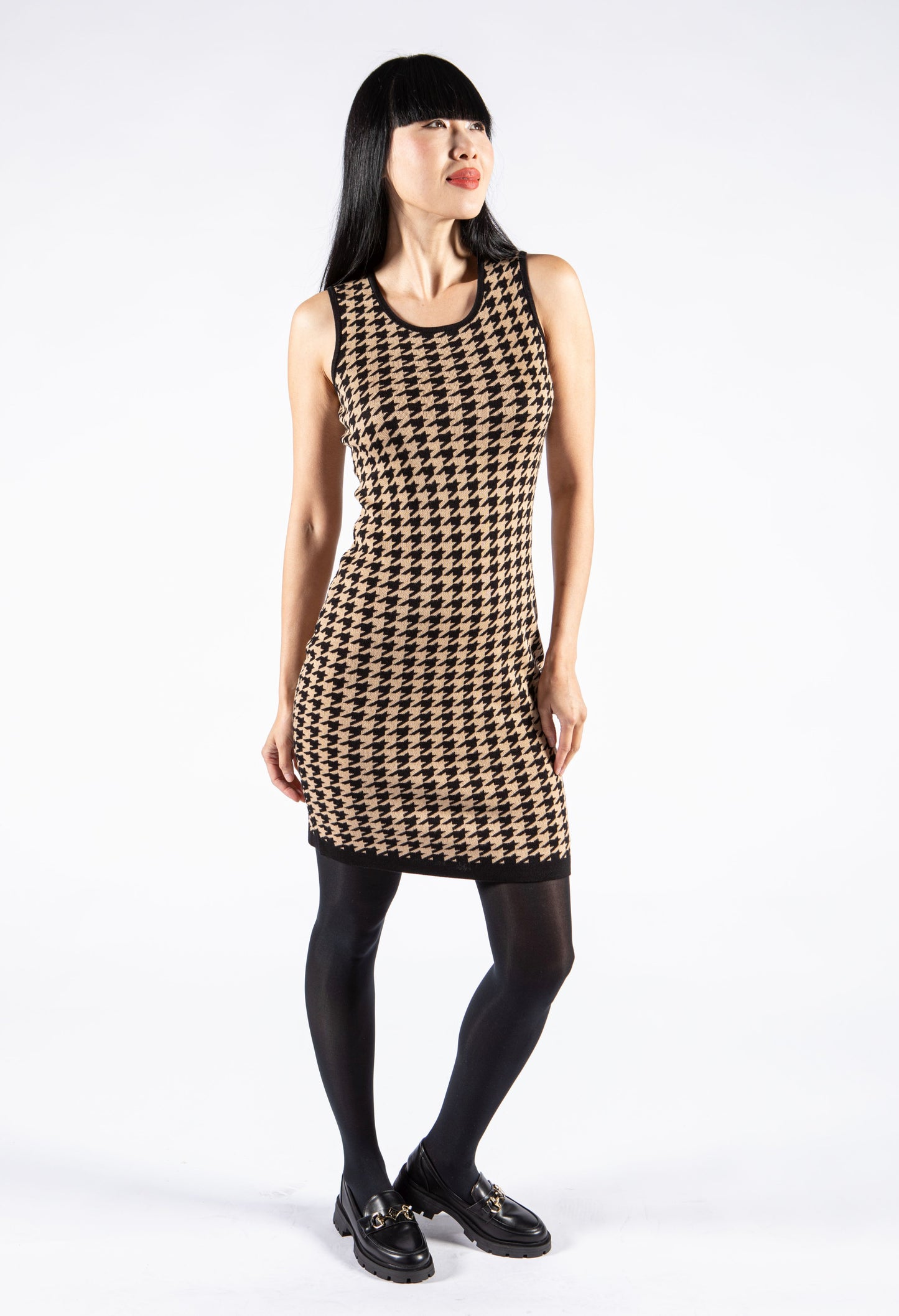 Hounds Tooth Dress with Cardigan