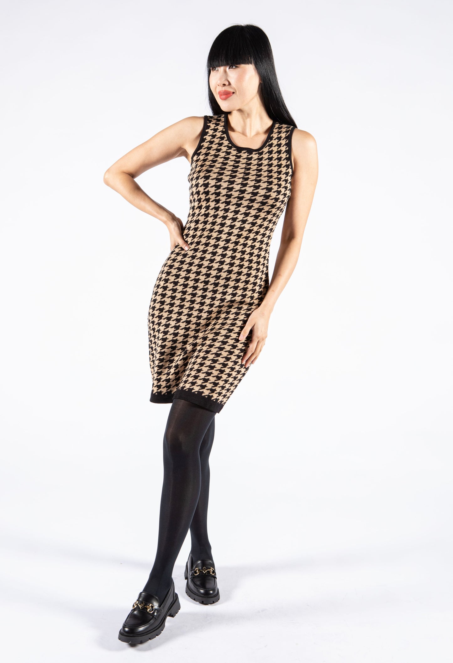 Hounds Tooth Dress with Cardigan