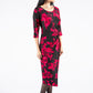 Rose Printed Dress in Ruby