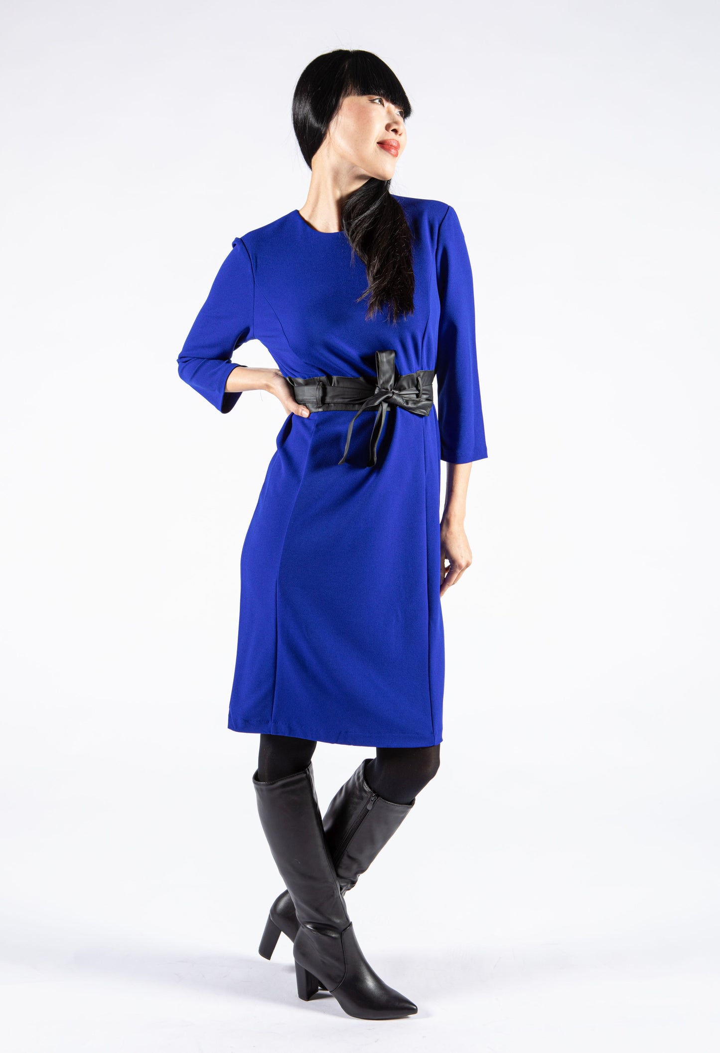 Royal Blue Faux Belted Dress