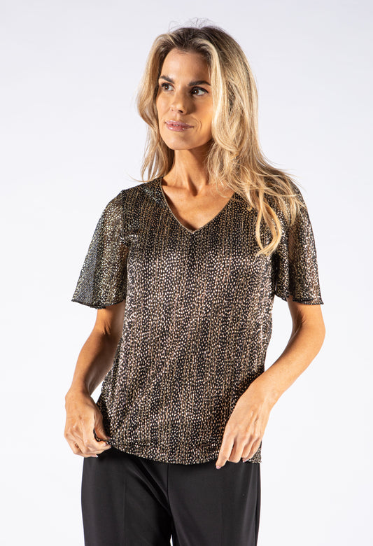 Gold Fleck V Neckline Top