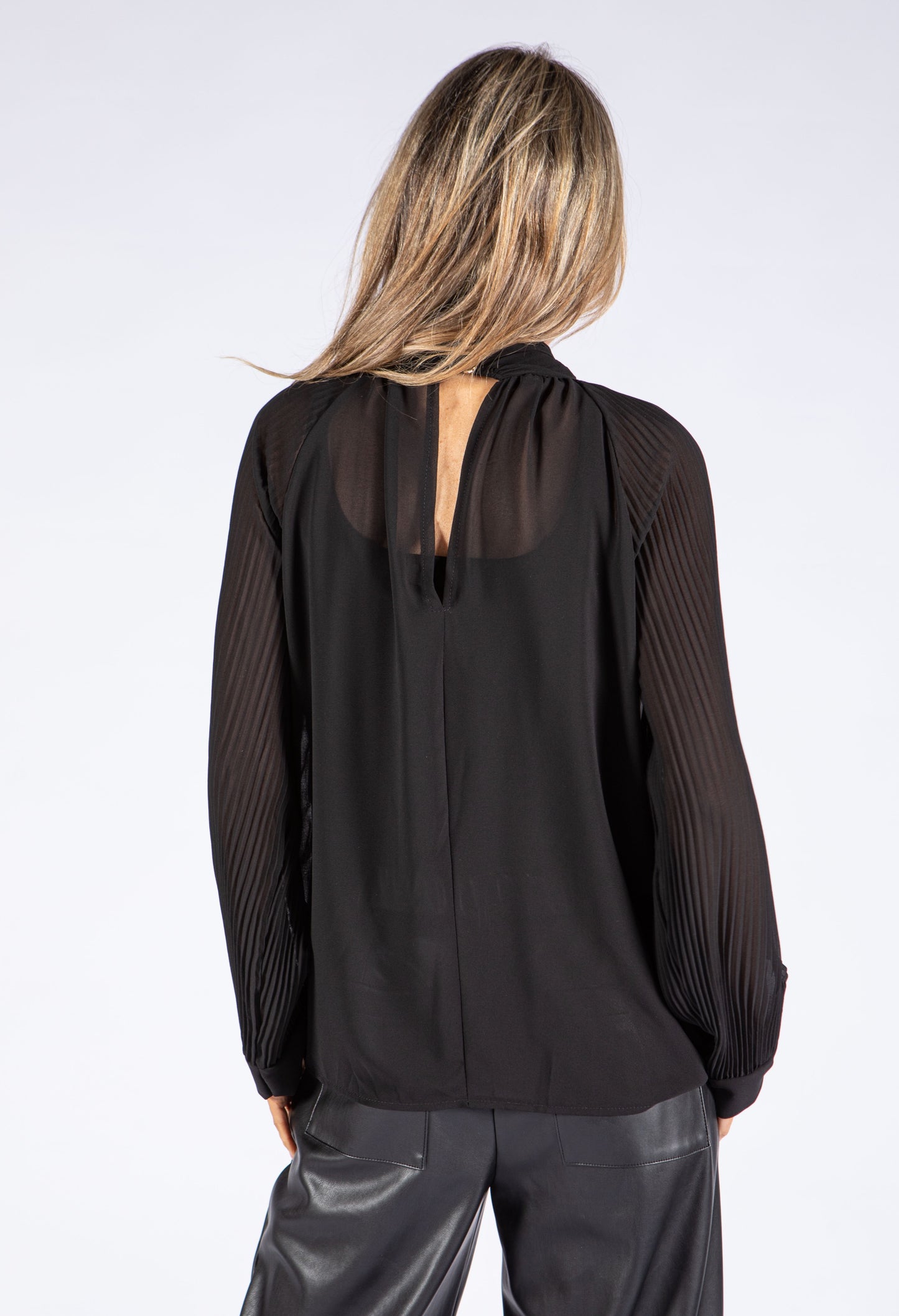 Pleated High Neck Blouse