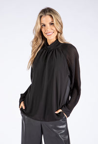 Pleated High Neck Blouse