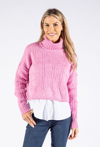 Cropped Knit Roll Neck