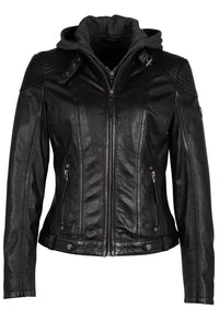 Hooded Leather Biker Jacket