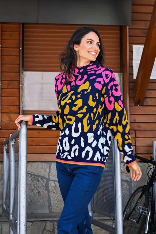 Abstract Leopard Print Pullover