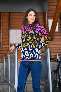 Abstract Leopard Print Pullover