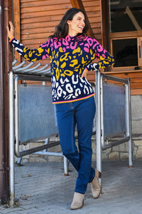 Abstract Leopard Print Pullover