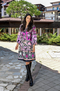 Mixed Print Shirt Dress