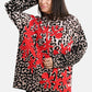 Leopard Print with Floral Graphic Pullover