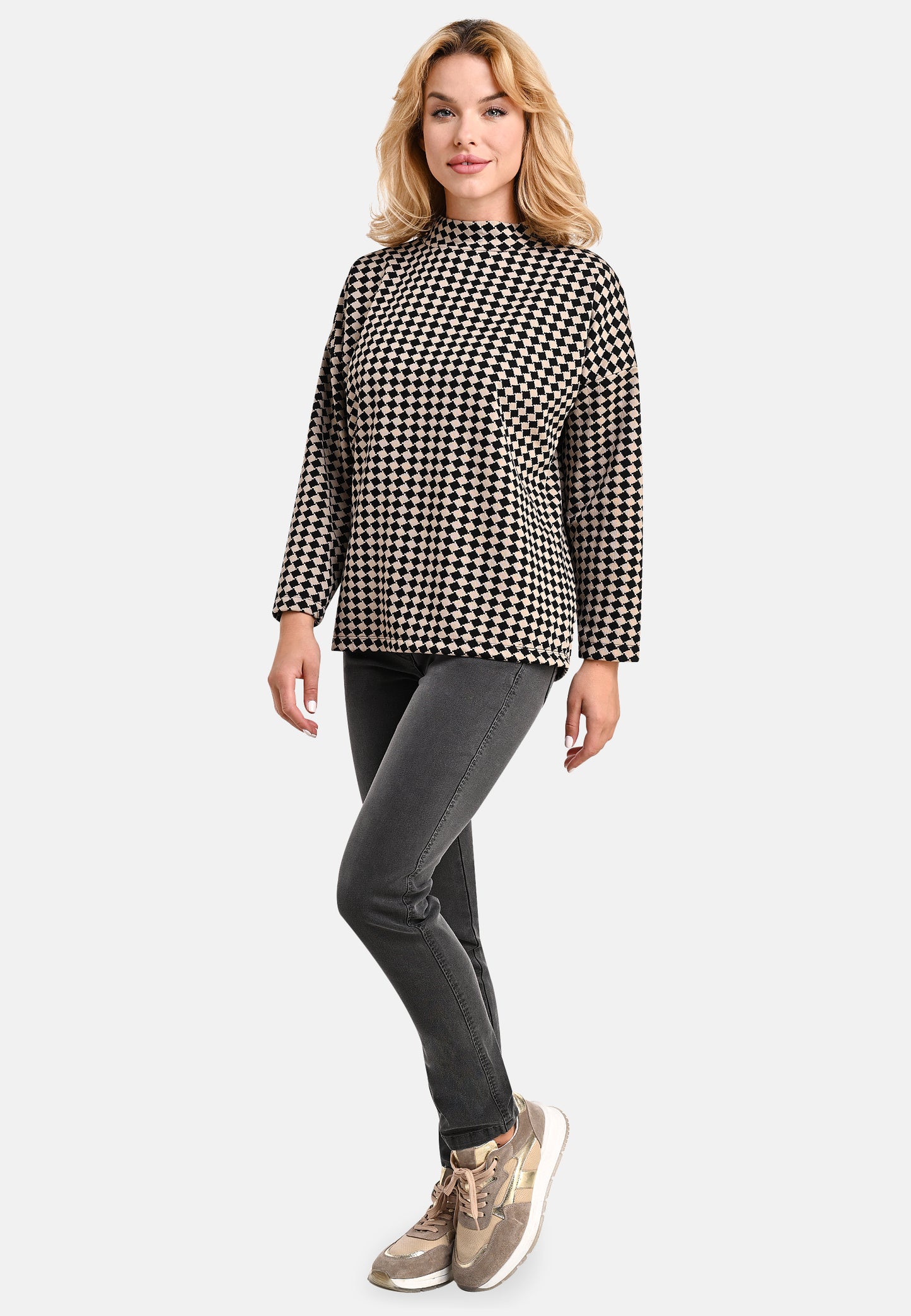 Chessboard High Neck Top