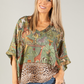 Leo Border Print Silk Top