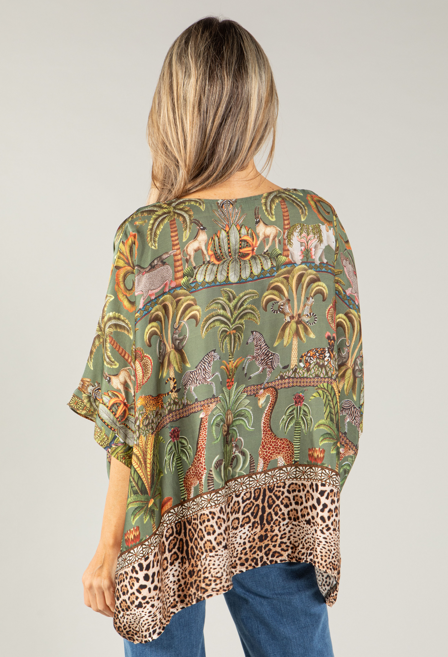 Leo Border Print Silk Top