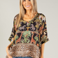 Leo Border Print Silk Top