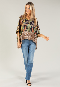 Leo Border Print Silk Top