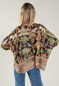 Leo Border Print Silk Top