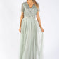 SAGE V NECK SEQUIN AND TULLE DRESS WITH TIE WAIST