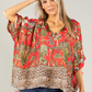 Leo Border Print Silk Top