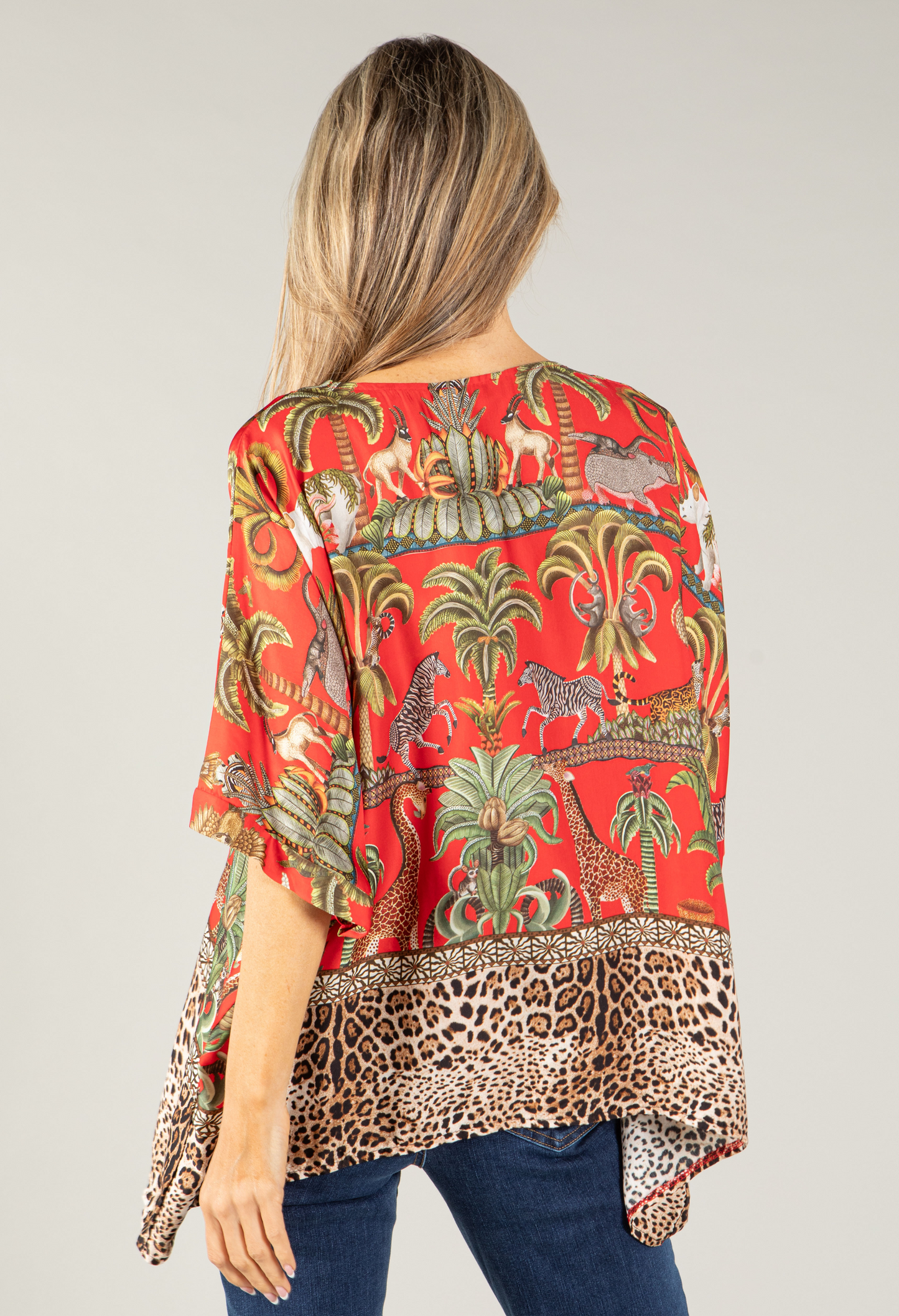 Leo Border Print Silk Top