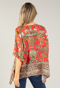 Leo Border Print Silk Top