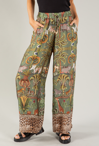 Leo Border Print Silk Trousers