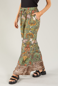 Leo Border Print Silk Trousers