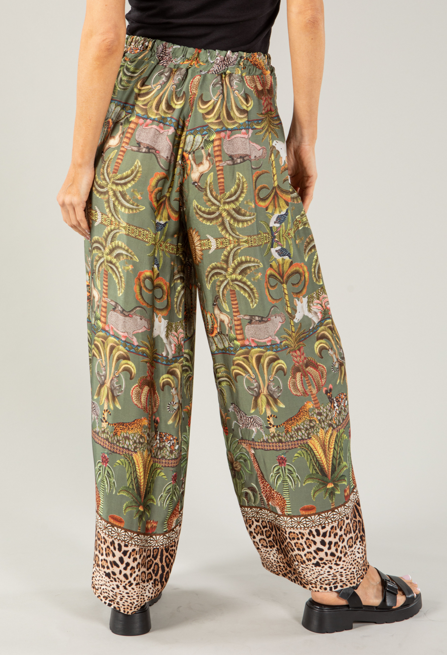 Leo Border Print Silk Trousers