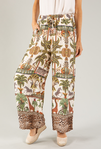 Leo Border Print Silk Trousers