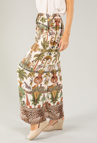 Leo Border Print Silk Trousers