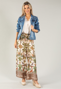 Leo Border Print Silk Trousers