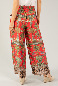 Leo Border Print Silk Trousers