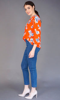 Red & Blue Loose Blouse