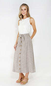 Sophie B linen look button through skirt