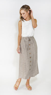 Sophie B linen look button through skirt