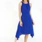 Pleat Detail Blue Dress