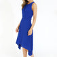 Pleat Detail Blue Dress