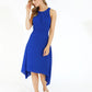 Pleat Detail Blue Dress