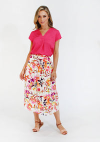 Floral print midi skirt