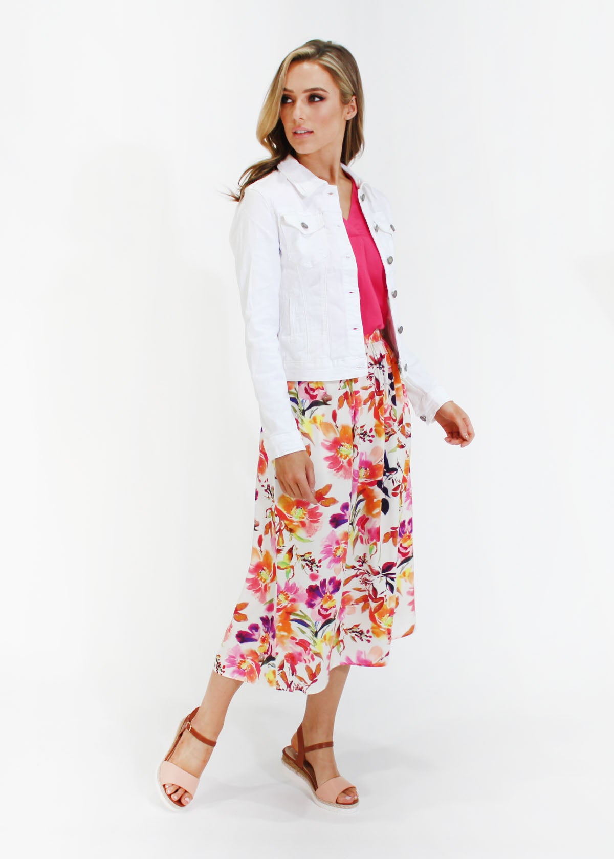 Floral print midi skirt