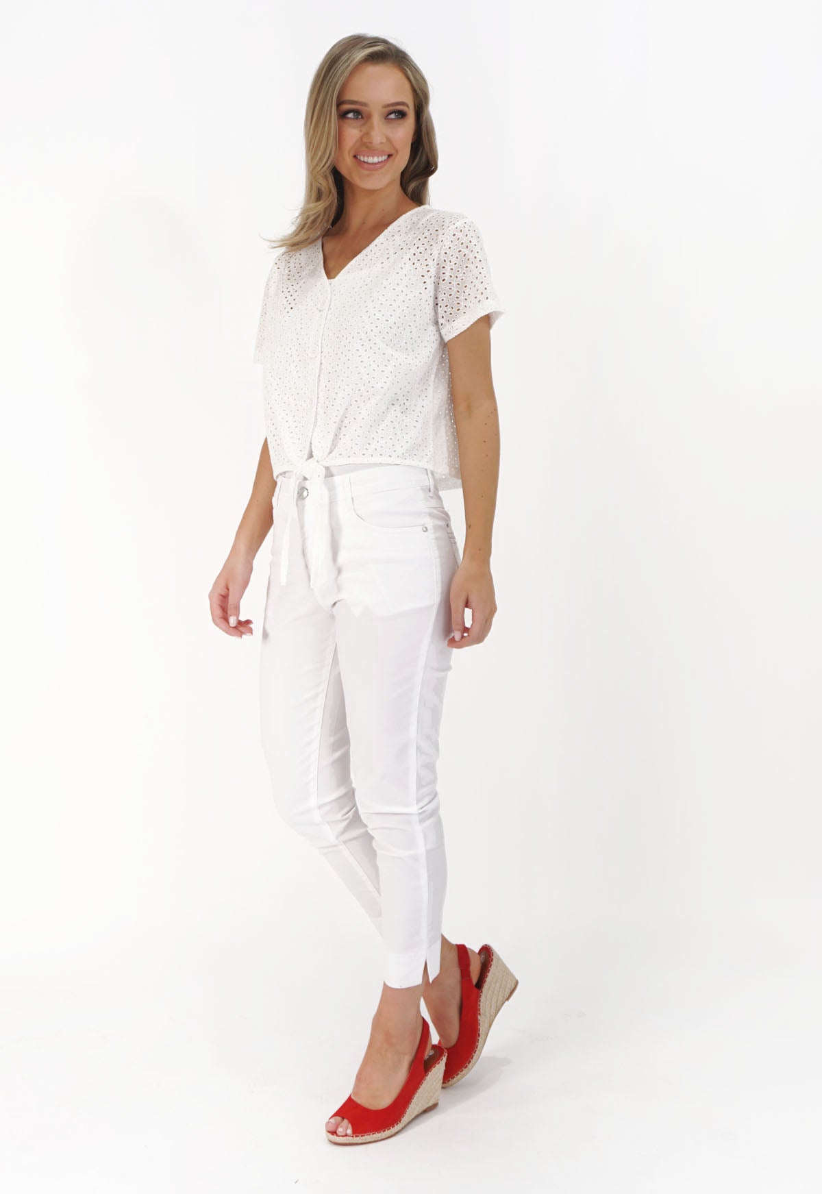 White Button Up Light Top