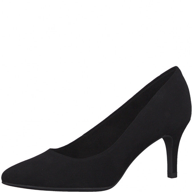 Black Suede Effect Slim Wedge Court