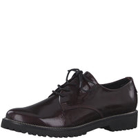 Bordeaux Patent Plain Laced Shoe